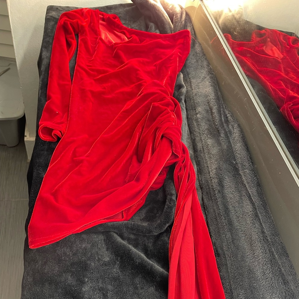 Elegant Red Velvet Dress